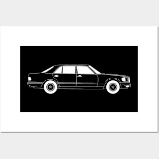 Benz 560 SEC White Outline Posters and Art